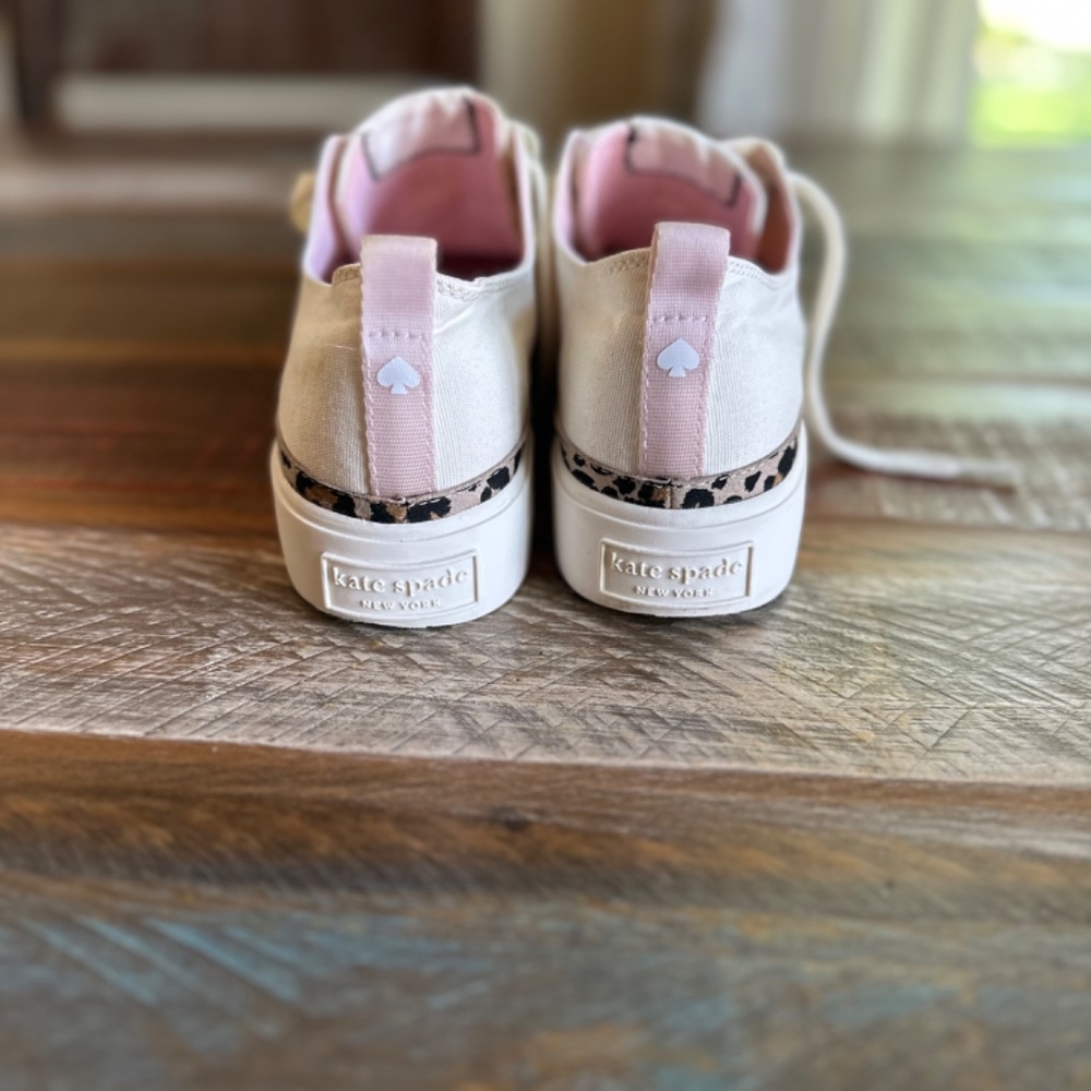 🔥👟👟KATE Spade! Kaia Leopard Print Trim Canvas Sneakers in cream-NEW!!👟👟🔥 - Picture 8 of 16
